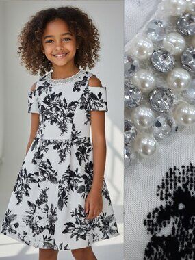 Cold shoulder beaded collar dress - Monteau brand